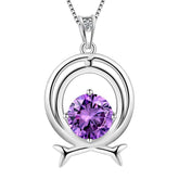 Zodiac Pisces Necklace February Birthstone Pendant Crystal - Necklaces - Aurora Tears